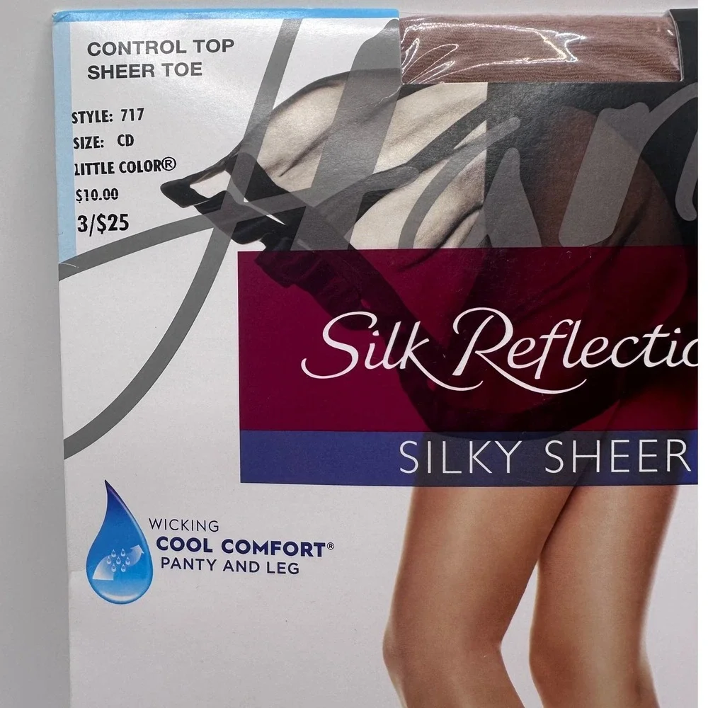 Hanes Silk Reflections Pantyhose Women CD Little Color 2pk Sheer Control Top